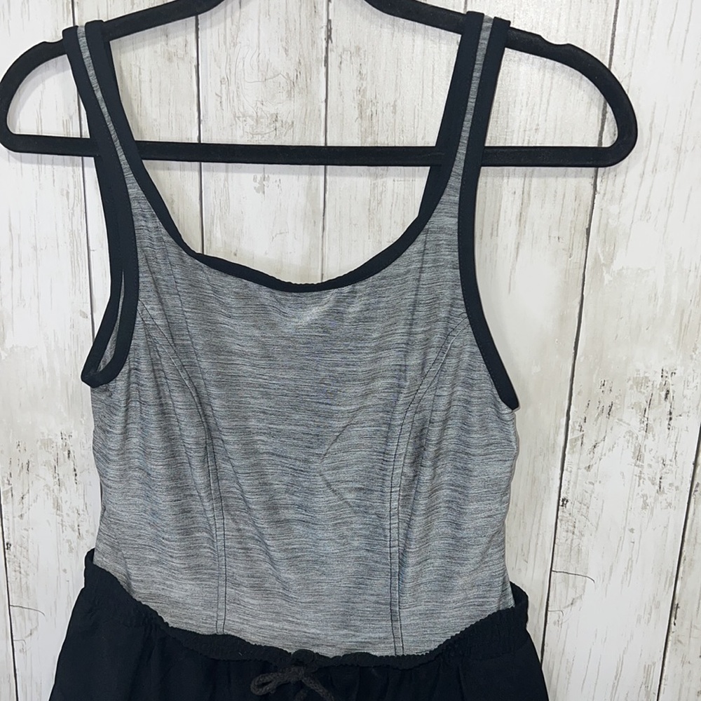 Jantzen Vintage Athletic Romper Pockets Black Grey Size 16 - Picture 2 of 8